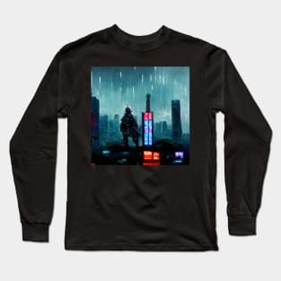 Cybernaut - Cyberpunk Cityscape Skyline Long Sleeve T-Shirt